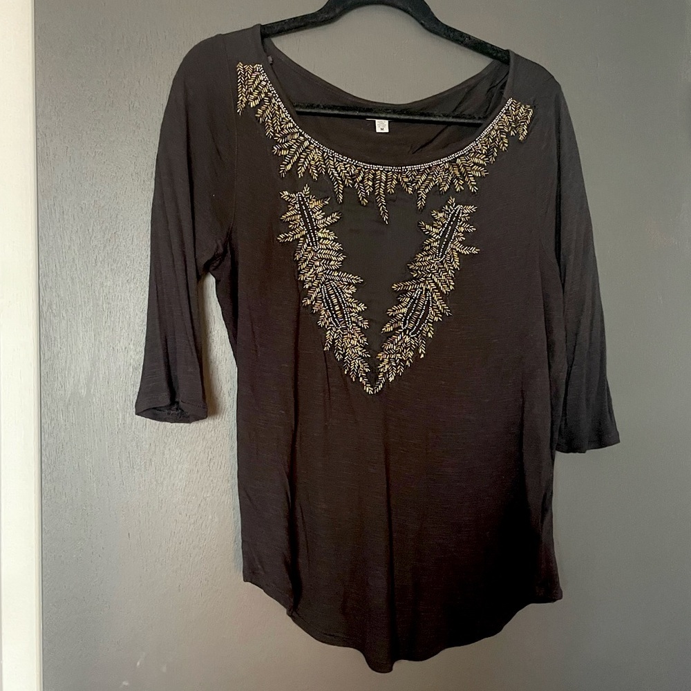 Urban Outfitters Ecote Black Beaded Top - Size Medium